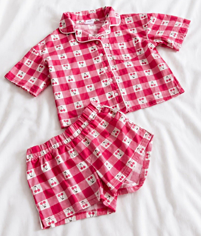 Girls Art Class Cherry Gingham Pajama Set - Size 8