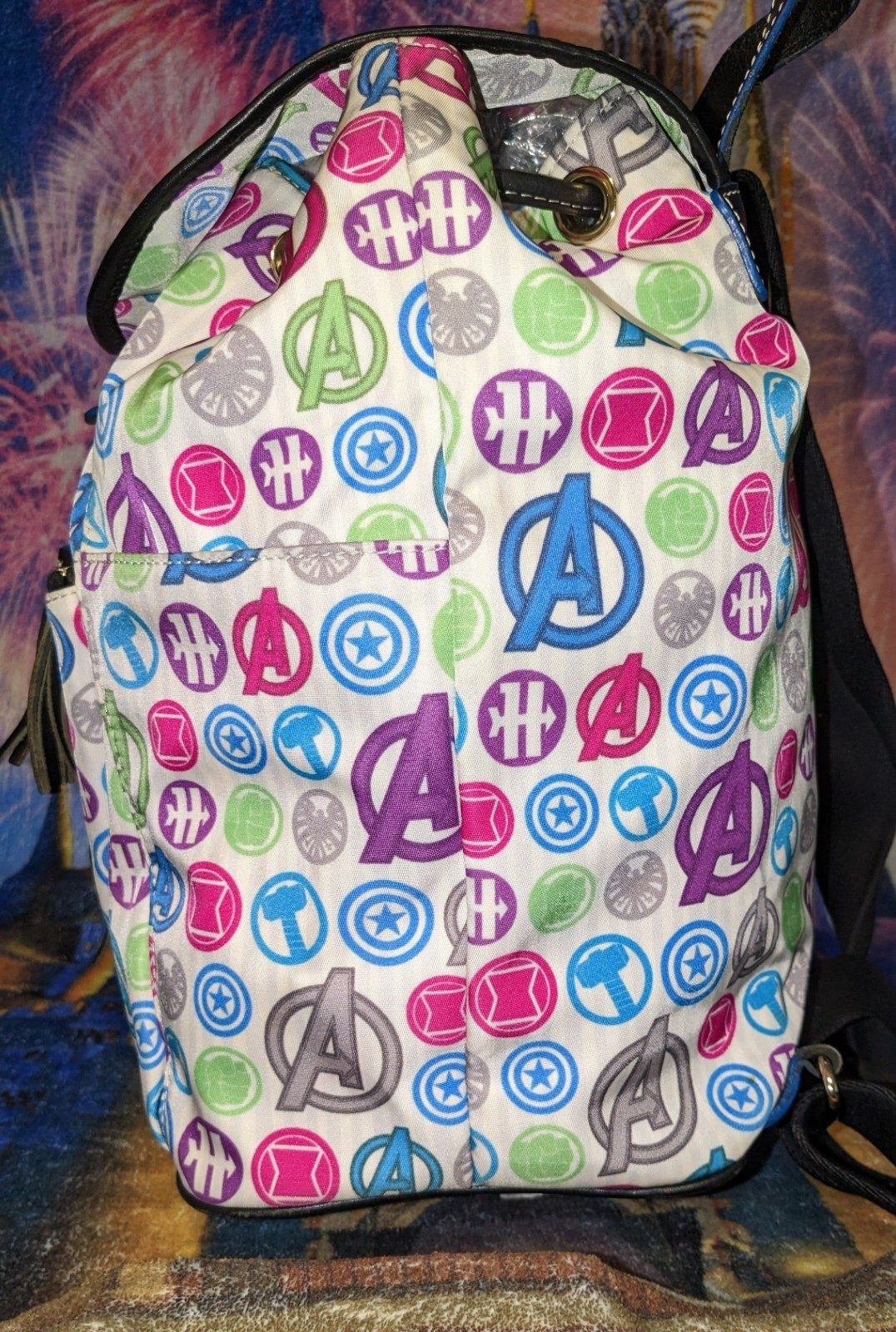 Disney Dooney & Bourke 2015 Avengers Half Marathon Icons White Nylon Backpack image 4