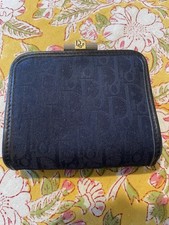Vintage Dior Navy Oblique Monogram Coin Wallet with Gold-Tone Clasp