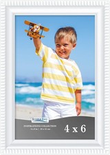 4x6 White Picture Frame with Detailed Molding, Modern Tabletop or Wall Display