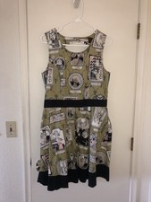 Folter Family Photo Wall Pattern Retro Dress Size XL Whimsigoth Goth Grunge Sage