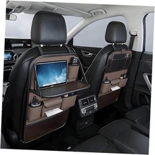 Universal Foldable Car Backseat Organizer with Table Tray, Car 2 Pack Brown