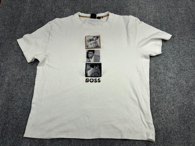 Boss Muhammad Ali Mens T-Shirt Large White Boxer Crew Neck Short Sleeve