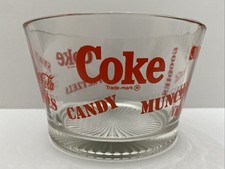 Vintage Coca-Cola Coke 4.5” x 7” Heavy Glass Bowl Dish Snacks Munchies Candy