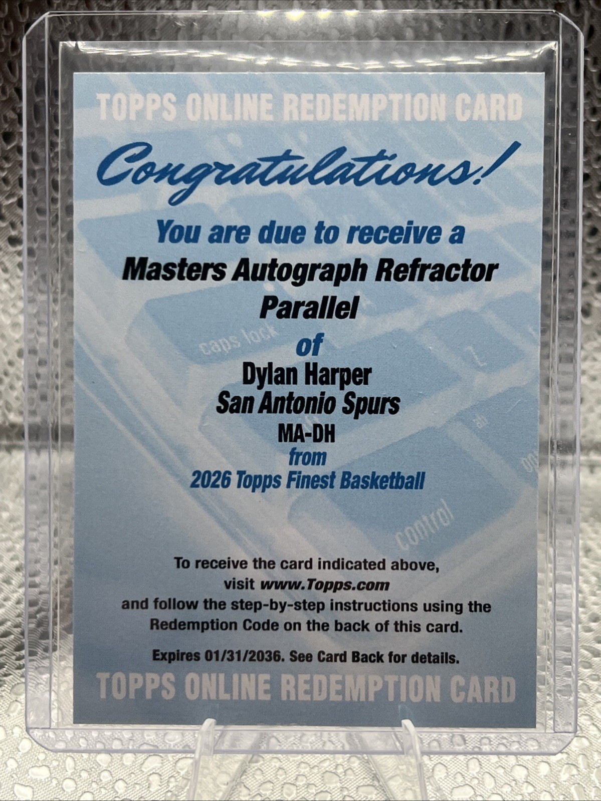 2025-26 Topps Finest Dylan Harper MASTERS AUTO REFRACTOR Redemption