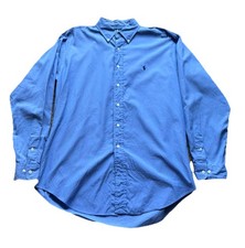 Vintage Polo Ralph Lauren Yarmouth Button Down OCBD Oxford Blue Size 16 34/35