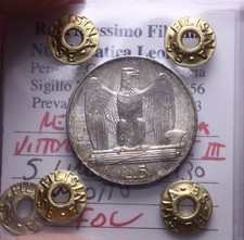 NL* VEIII Italia 5 LIRE ARGENTO AQUILOTTO 1930 FDC Perizia Filisina Massimo *5