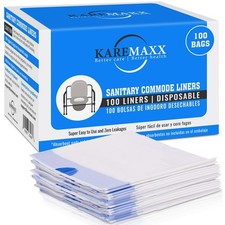 100 Pack Disposable Bedside Commode Toilet Liners 20.5 x 15 Leakproof Drawstring