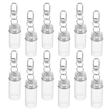 12Pcs Mini Glass Bottle Keychains Durable Clear Tiny Jars for DIY Multi Color