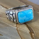 Vintage Sterling Silver Turquois Statement Ring Mens Southwestern Size 12