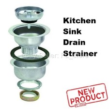 Kitchen Sink Drain Strainer Assemblies Stainless Steel Basket 3-1/2" to 4"