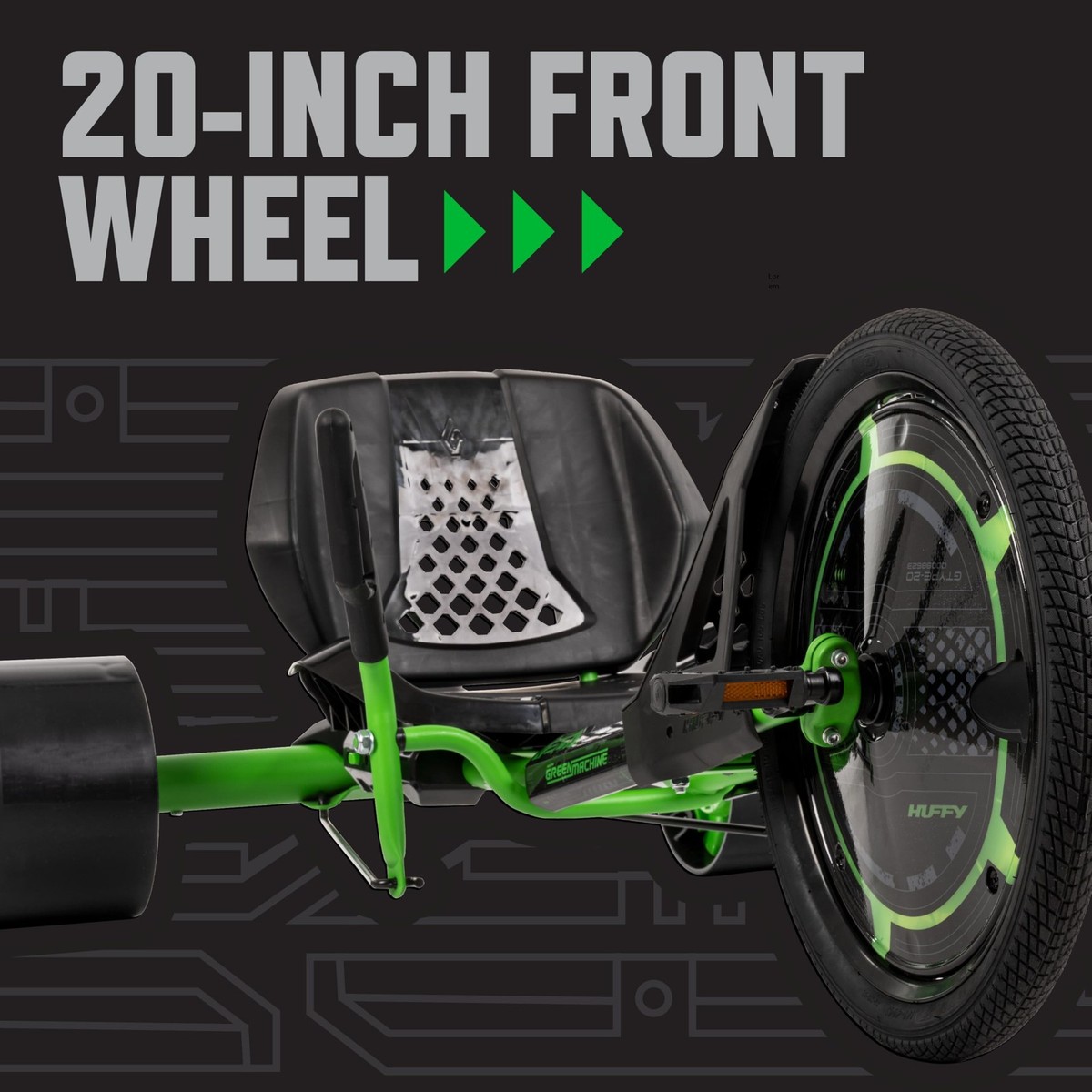 Huffy Green Machine 20 Inch Drift Trike, Sleek Ergonomic Design