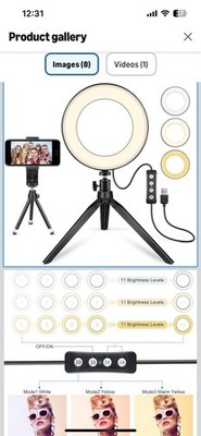 LED Ring Light 6'' w/Tripod Stand 4 Desk YouTube Video Makeup, Mini Camera Light
