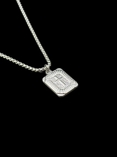 Silver Chain Necklace & solid pendant Gotham stainless steel handmade 55cm boxed - Picture 3 of 9