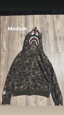 A Bathing Ape BAPE Mens Green Camo Full Zip H...