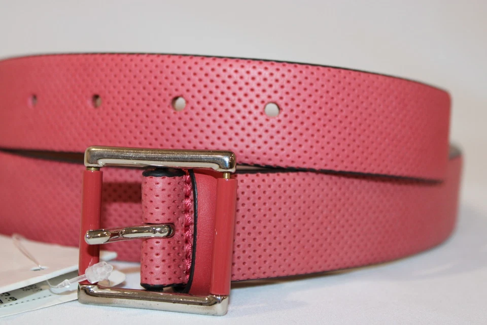 Cinturón de vestir Armani de cuero genuino rojo coral para hombre talla 38 (EU 56) hecho en Italia Foto 2 de 4