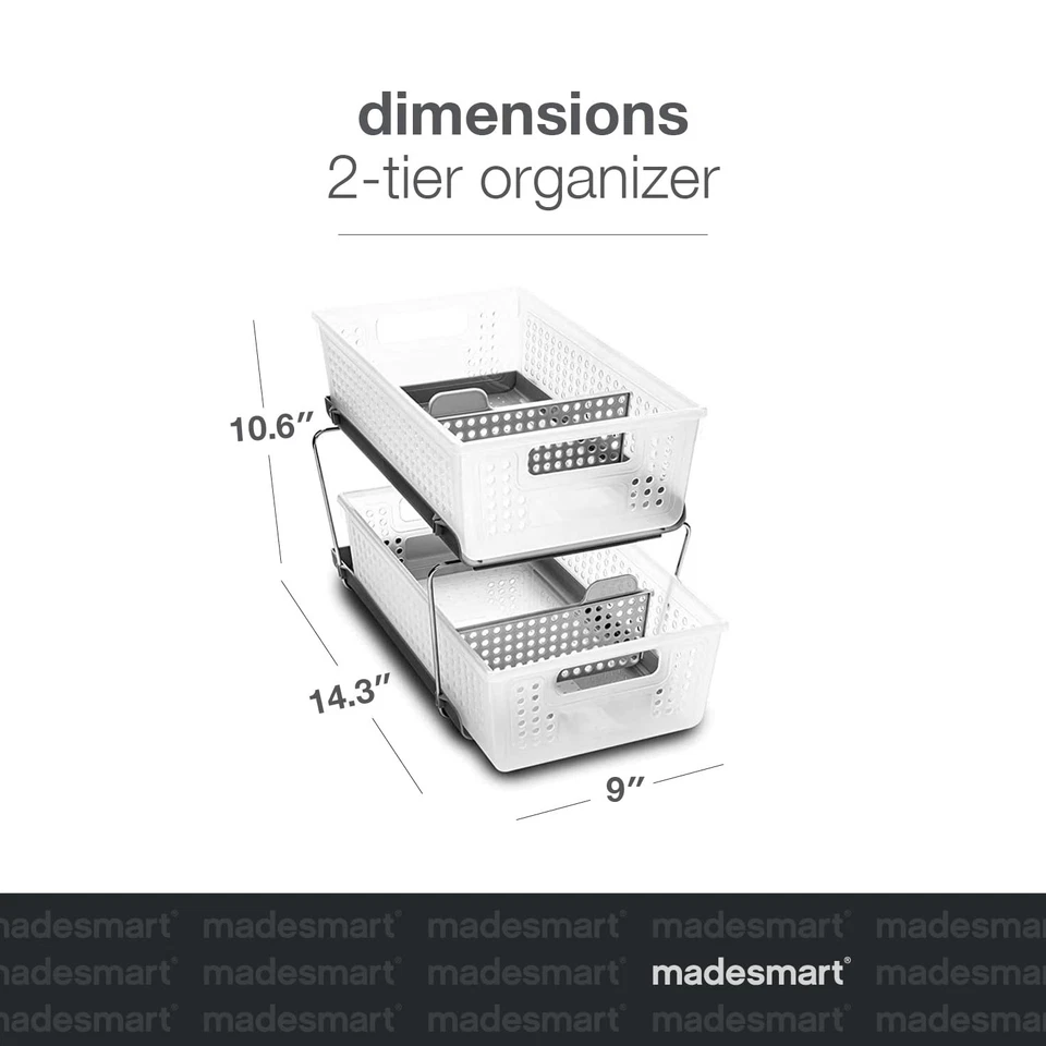Organizador antimicrobiano de 2 niveles madesmart, paquete de 1, escarcha Foto 3 de 4