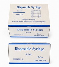 Syringes 100-Pack, Individually wrapped, sterile and disposable.