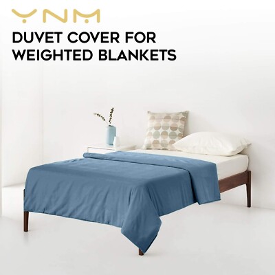 3 YnM Bamboo Duvet Covers for Weighted Blankets (41''x60'') - Blue Grey | NEW