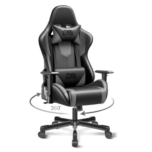 Ergonomic Gaming Chair, Racing Style PU Leather Game Chair with Lumbar Support - Picture 3 of 23