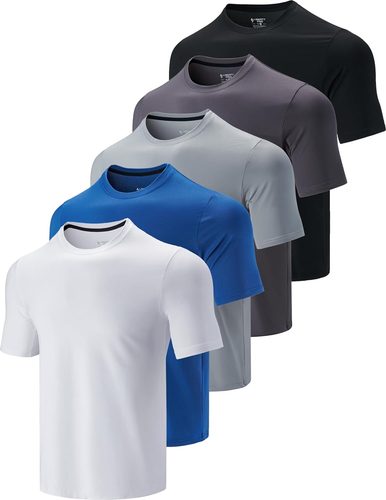 5 Pack Men’S Active Quick Dry Crew Neck T Shirts | Athletic Running Gym Workout - Picture 8 of 12