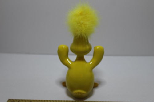 vintage retro yellow duck figurine with feather open head and webbed feet - Foto 5 di 8