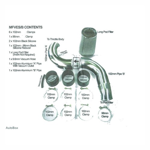 VF Holden SS Storm UTE Cold Air Intake Kit V8 6.0 6.2 LS2 LS3 SSV Black Pipes - Picture 7 of 9