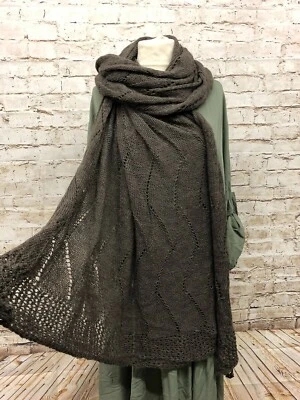 MOONSHINE FASHION Moonshine F. XXL Ajour Schal Stola Häkel 210cm x 110cm NEU Strickschal schlamm