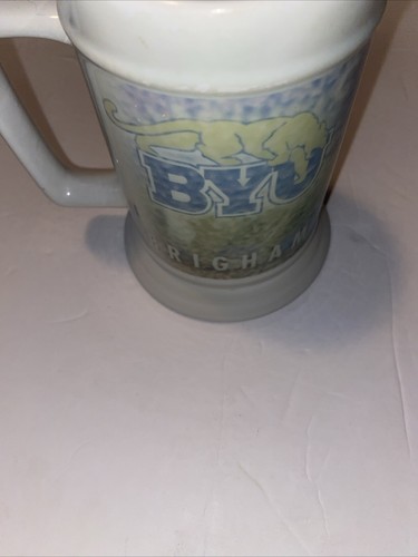 NCAA BYU Brigham Cougars White Vintage Tall Large Mug With Square Handle Rnd Btm - Picture 3 of 11