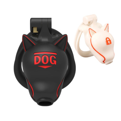 Male Chastity Cage Device Men White Black Resin Dog Lock Belt with 4 Rings CC676