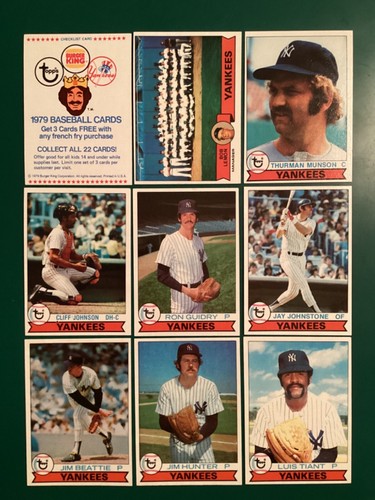 1979 Burger King Yankees $0.99 Singles U Pick! Combine Shipping NMMT Discounts