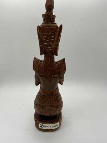 Vintage Hand Carved Acacia Wood Thai Theppanom Protector Guardian Angel Statue - Picture 7 of 8