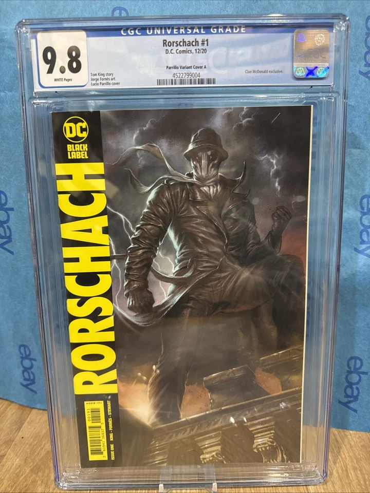 RORSCHACH #1 PARRILLO EXCLUSIVE TRADE DRESS 2020 BLACK DC Graded Comic Cgc 9.8 - Image 2 of 3
