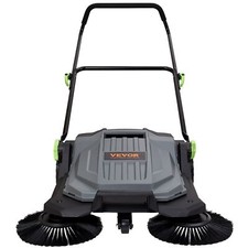 Walk-behind Hand Push Floor Sweeper 25.6" Sweeping Width 5-Gal Waste Container