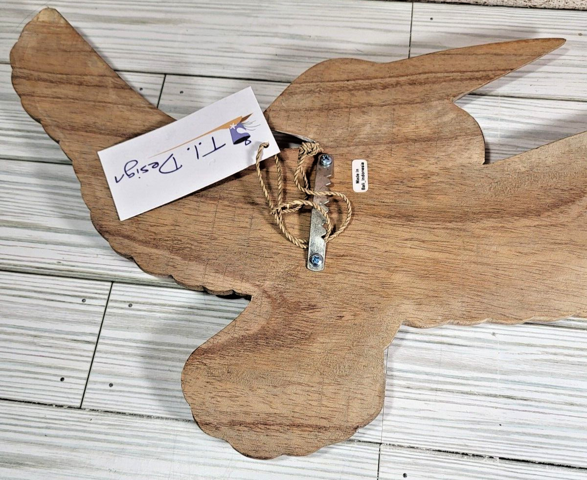 T.I. Design Hand-carved Wood Flying Pelican | Wall Décor Natural Wood Finish