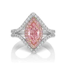 2.50 CT marquise cut pink  white cubic zirconia halo Engagement silver Ring set