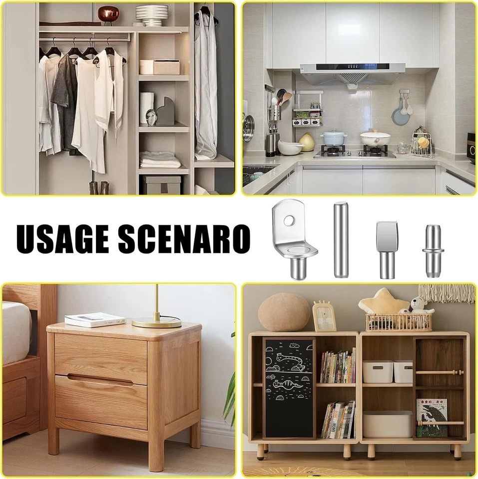 Kit de 120 piezas de pasadores de estante, 4 estilos de clavijas de soporte de estante, clavijas de estantería de 5/6 mm para estante Foto 4 de 4