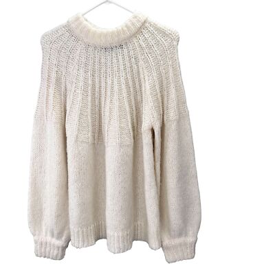 Laundry Shelli Segal Chunky Sweater XL Ivory Mock Neck Wool