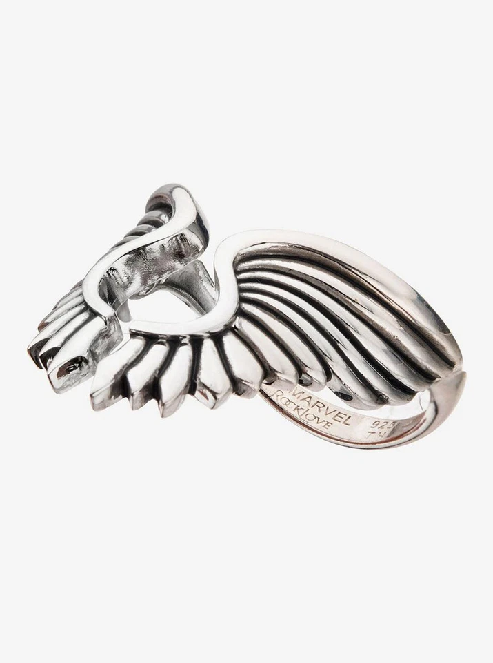 Anel RockLove Thor alado tamanho 9 prata esterlina Marvel Disney novo - Imagem 2 de 4