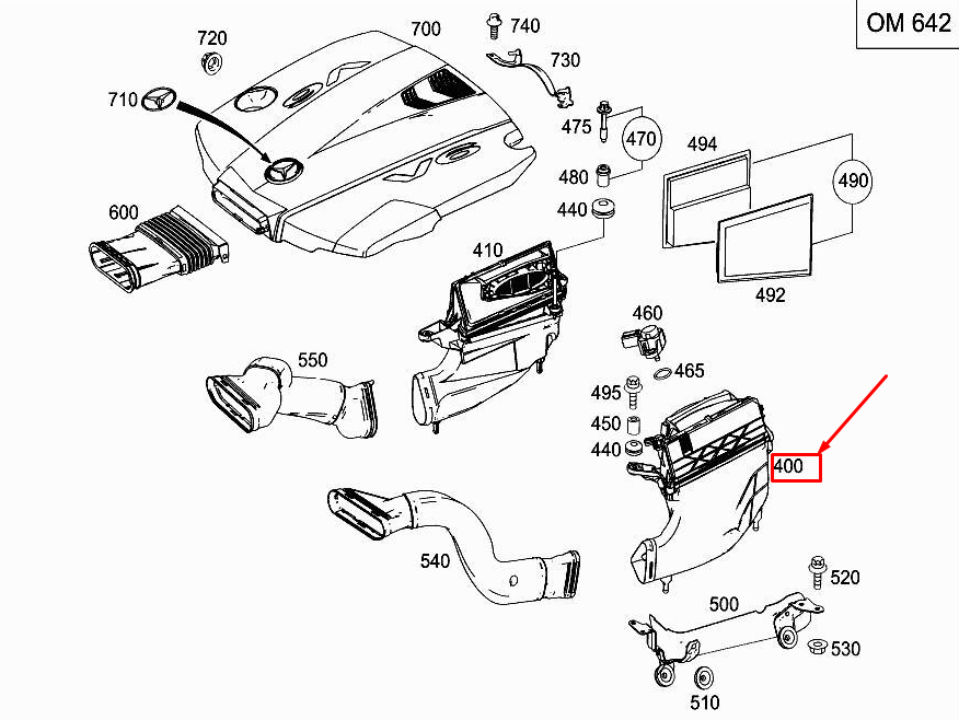 MERCEDES-BENZ GLE W166 Right Air Filter Box A6420904801