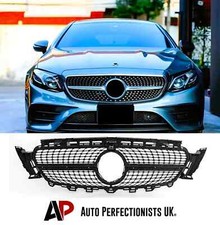 For Mercedes E Class W213 C238 Gloss Black Front DIAMOND AMG Grille Grill 16-19