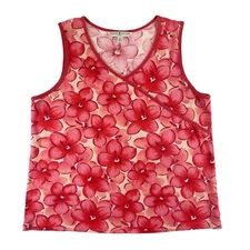 Tommy Hilfiger Top Womens 3X Pink Floral Tropical Sleeveless Crossover Blouse
