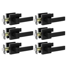 Matte Black Door Handle Interior Knob Keyless Levers Set 6 Pack , Heavy Duty Pr