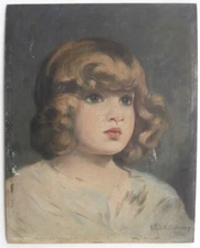 O/B Panel Painting St. Therese Lisieux Polish Artist Signed Pretty Girl Portrait