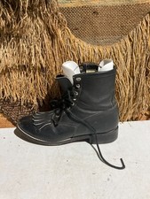 Vintage Rare Justin Men's 5 D Lace Up Ropers Black Leather Kiltie 75702