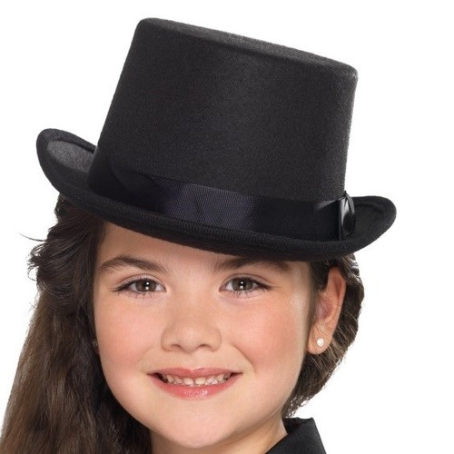 Childs Unisex Top Hat Kids Childrens Fancy Dress Topper Hat Black New by Smiffys - Picture 2 of 2