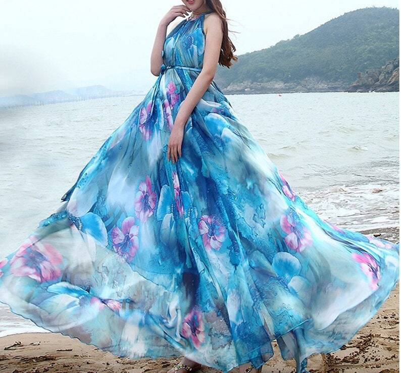 Maya Antonia Chiffon Maxi Dress, Blue Floral Short-Long Sleeves/Flowy/Beach | eBay Maya Antonia Chiffon Maxi Dress, Blue Floral Short-Long Sleeves/Flowy/Beach | eBay