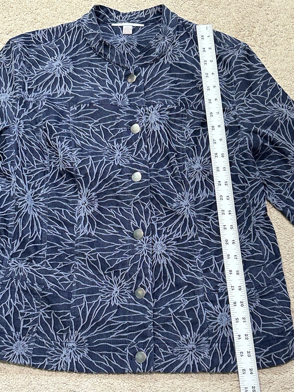 JM Collection Womens Jacket Size 14 Multicolor Print Lightweight Classic Comfort