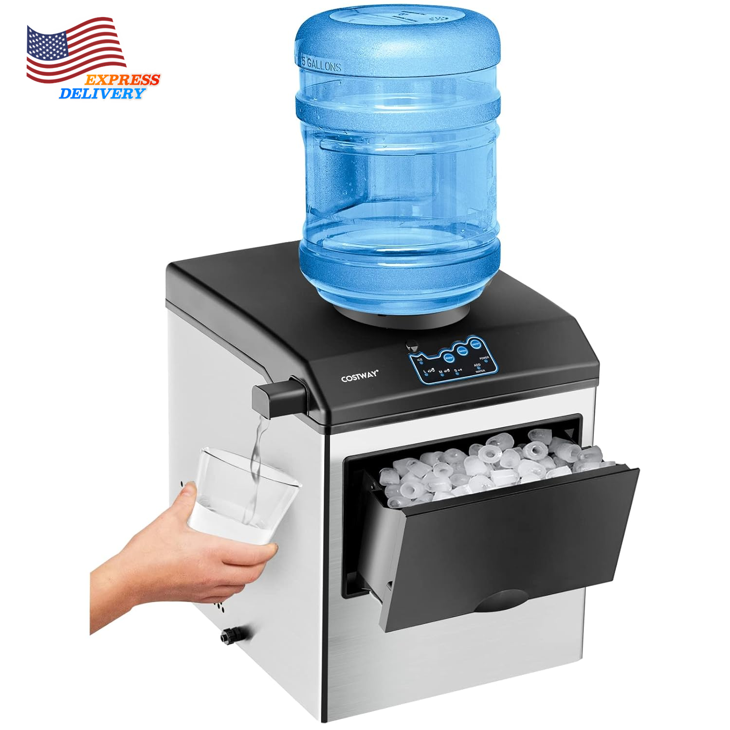 48LBS Daily Countertop Ice Maker with Water Dispenser in S/M/L Sizes