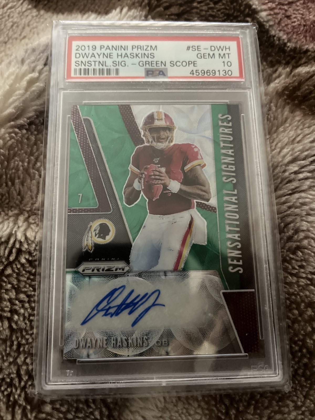 Dwayne Haskins Panini Prizm Sensational Signatures #SEDWH Green Scope